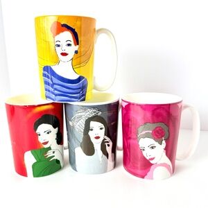 Vintage MARY KAY ASH Quotes Porcelain 4 Mug & Plate Sets Beauty Confidence Dare